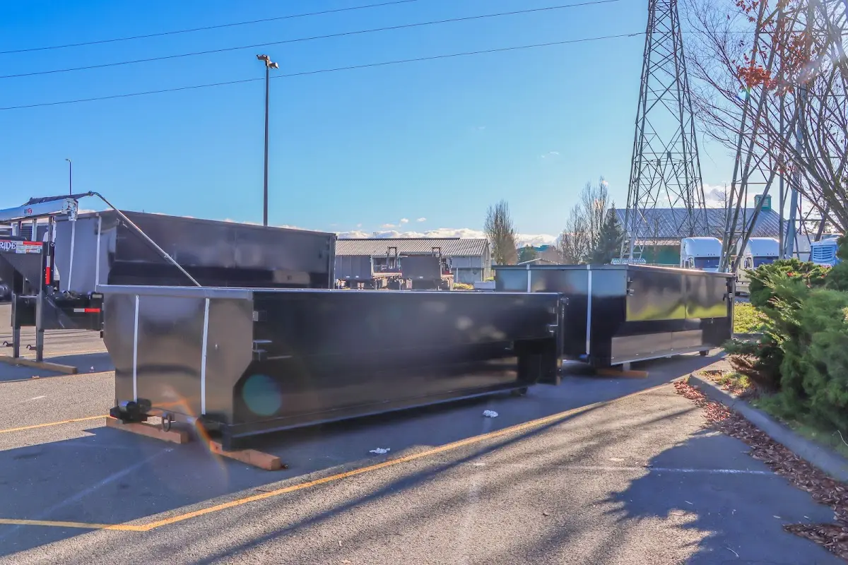 Roll-off dumpster ready for waste disposal at job site for Construction Dumpster Rental in Leesburg
